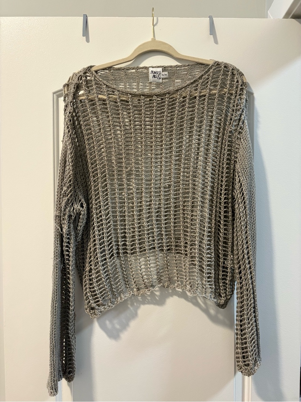 Princess Polly Taupe Open-Knit Sweater
